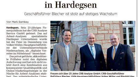 Bericht über das 25-jaehrigen Jubilaeums der CRB Analyse Service GmbH in der HNA | © Göttinger Tageblatt GmbH & Co. KG