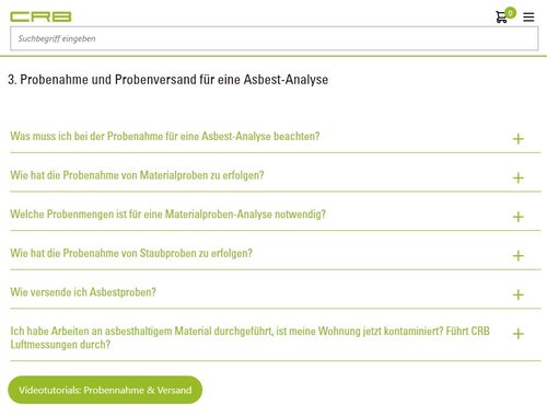 FAQ-Bereich Asbest und Asbest-Analyse mit Erklärvideos